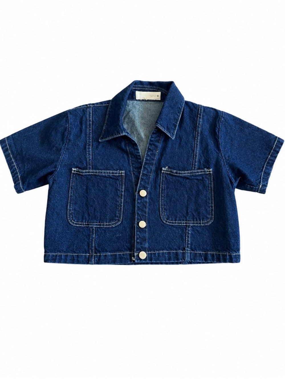 Zara Dark Blue Cropped Denim Jacket